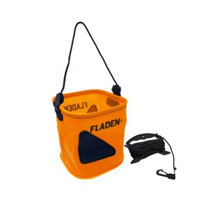 FLADEN EVA Collapsible Fishing Bucket – Orange, 18x18x20cm with 9.5m Cable | UK Boat & Shore Tackle Essential